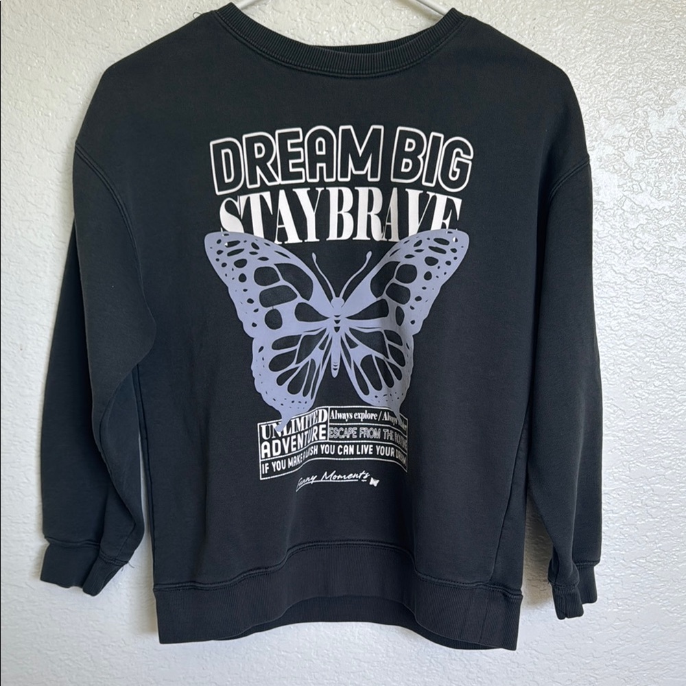 Dream Big Stay Brave Black Sweater Zara 9-10 girl
